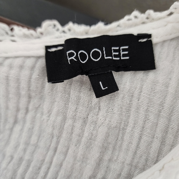 Roolee White Slub Cotton Lace Hem Blouse - Picture 4 of 10